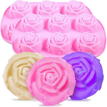 2 Pieces 6-cavity Silicone Flowers Shaped Molds Silicone Rose Flower Shaped Baking Molds Non Stick Silicone Jumbo Rose Molds
