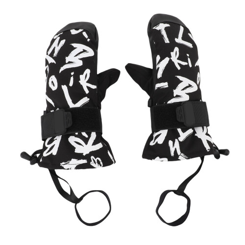 1 Pair Junior Ski Mittens Graffiti Black