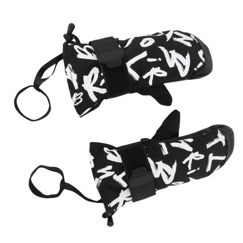 1 Pair Junior Ski Mittens Graffiti Black 1