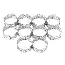 10 Pack 5cm Stainless Steel Tart Ring, Heat-resistant Perforated Cake
