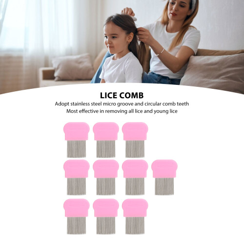 10 Pack Lice Nit Combs Fine Teeth Stainless Steel Head with Ergonomic Handle 2