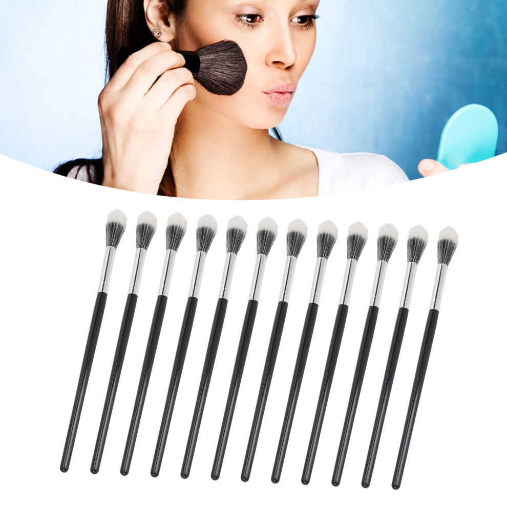 12Pcs Soft Wool Makeup Brush Set, Portable Small Stipple Cosmetic Tools