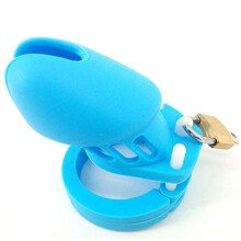 Penis Cage Five-Ring Chastity Cage Model I87 Blue for Male Penis Exercise