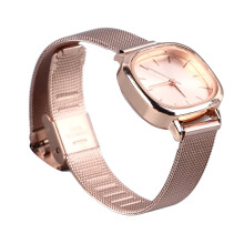 Damen Goldbeschichtete Quarzuhr Edelstahlarmband 18 mA Rose Gold Farbverlauf Zifferblatt