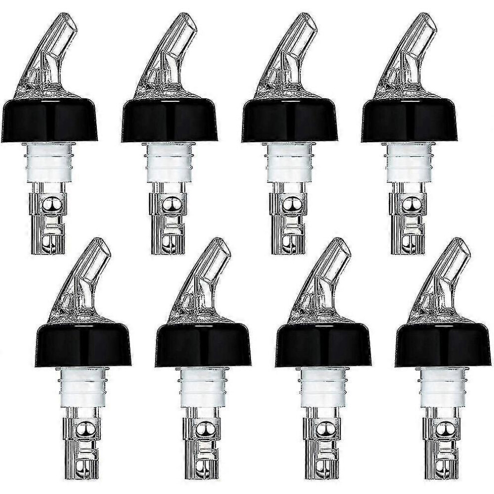 Set of 8 automatic bottle pourers, with spout and collar, for liquor bottles