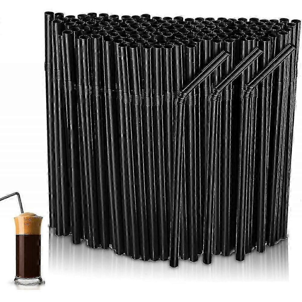 600 Pcs Black Reusable Plastic Straws for Drinks, Bar, Party, Home, 22cm (6mm Gauge) ABR