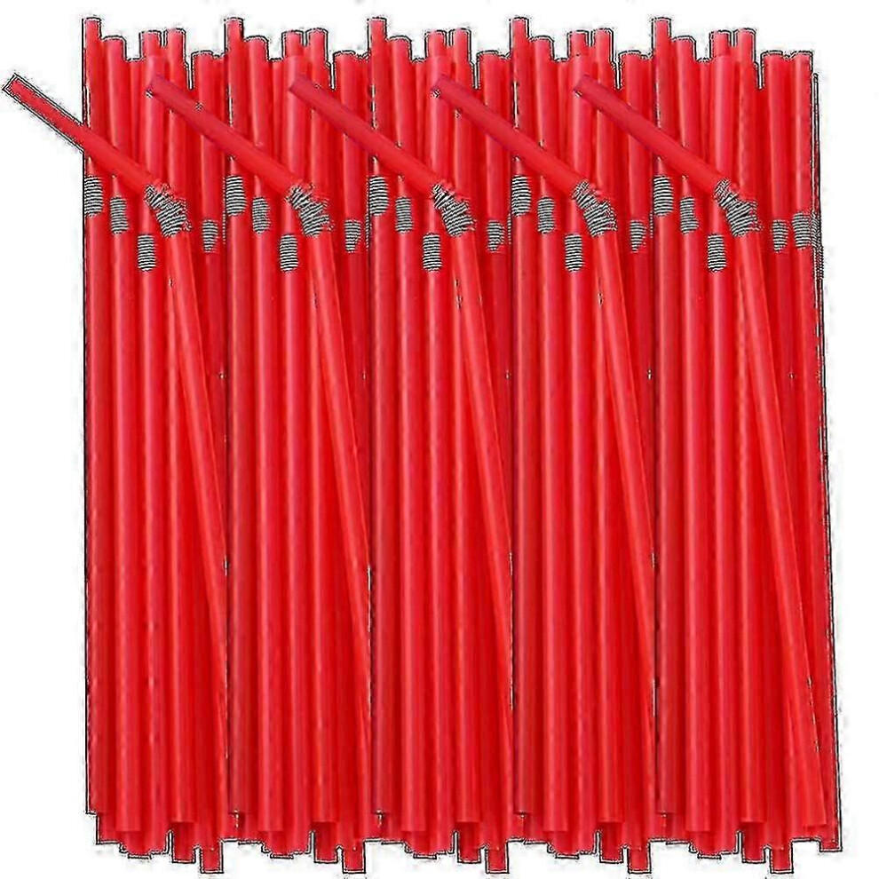 (100 Pieces - ) Extra Long Disposable Colorful Plastic Straws - Soft And Flexible For Parties (100/200/500) Red