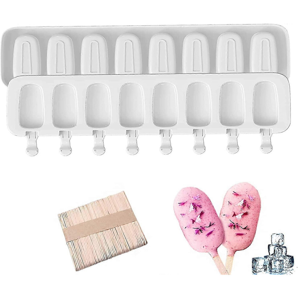 Silicone Ice Molds, Magnum Cake Mold, 2 Pieces + 50 Popsicle Sticks, Homemade Frozen Ice S, Bpa Free Reusable Non-Stick Ice Mold Cream