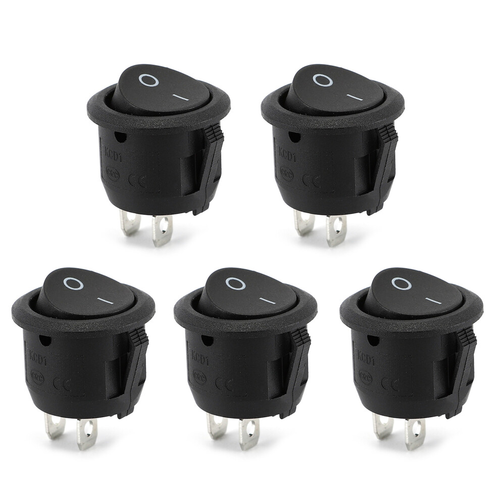 5Pcs 2 Pin 2 Position Rocker Toggle Switches 250V 6A 125V- Black 7751000174965