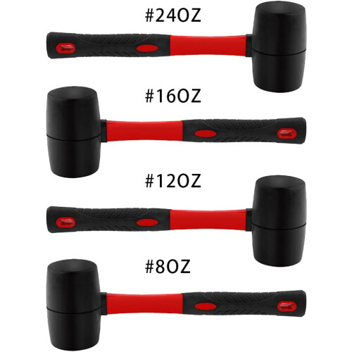 Fiberglass Handle Rubber Mallet 24 Oz Solid Head For Home And Interior Decoration Labor-Saving 2