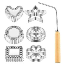 Achappam Mold Bunuelos Mold with Handle Rosette Set,heart Star Circle Square Cookies Mold Compatible Kitchen Baking Fried