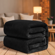 (Single, Black) ThicK Warm Super Soft Large Blanket Faux Fur Fleece Bed ALL Size UK