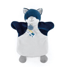 Brinquedo de primeira idade - Fantoche Lobo Doudou e Companhia - 2 em 1 doudou/fantoche - Branco - 25 cm