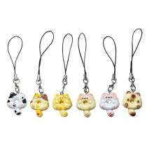 Set of 6 Cuteness Cats Ornament Phone Charm Cats-Lanyard style