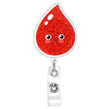 Acrylic Organ Badge Reel Rotating Alligator Clip-Blood Drops