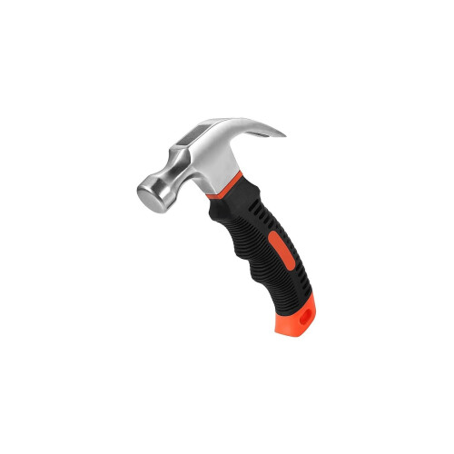 Small Claw Hammer Mini Stubby Nail Tool, Bright Polished Head, Soft Grip Handle, Compact Claw Hammer