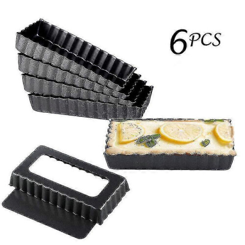 6pcs Rectangular Non Stick Bottom Tarts Apple Pie Fruit Tower Mold 1