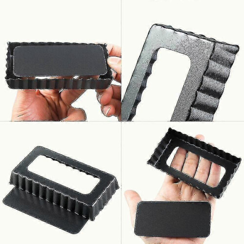 6pcs Rectangular Non Stick Bottom Tarts Apple Pie Fruit Tower Mold 2