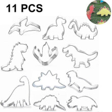 11pcs Dinosaur Cookie Cutter, Fondant Cookie Cutter for Kids Baking Cookies, Stainless Steel Cookie Cutter Set, Dinosaur Cookie Cutter