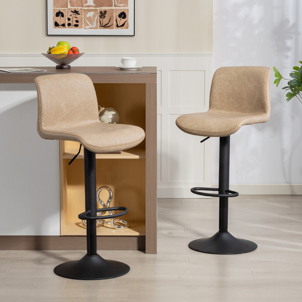 Homcom Barstools Set Of 2, Dining Stools With Backrest And Footrest