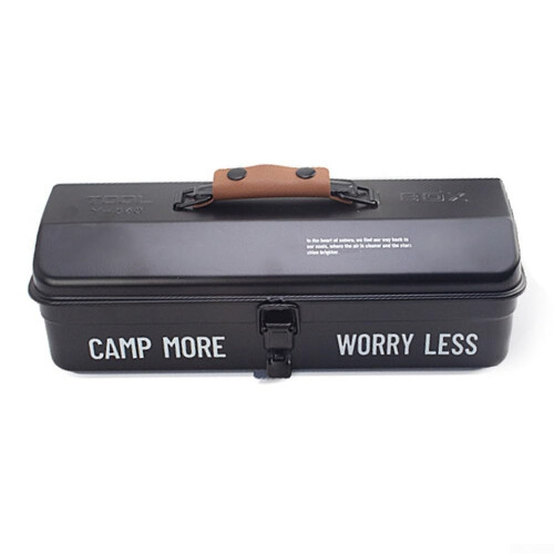 Camping Tool Box With Double Locks For Outdoor Tools Black1 Portable Safe Storage Case