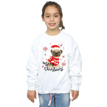 Christmas Girls Pets Christmas Pug Merry Christmas Sweatshirt White 7-8 Years