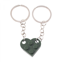 LEGO Brick Heart Keychain - 14 Colors Army Green Valentine's Day Gift
