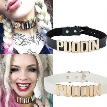 Suicide Squad Harley Quinn Puddin Faux Leather Collar Choker Cosplay Party Props Fancy Dress Black