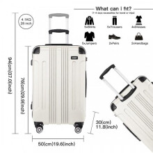 (28 Inch) [MissLulu Bags] Panda Design ABS Hard Shell 19''/24''/28'' Suitcase Luggage with Combination Lock - Beige