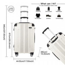 (24 Inch) [MissLulu Bags] Panda Design ABS Hard Shell 19''/24''/28'' Suitcase Luggage with Combination Lock - Beige