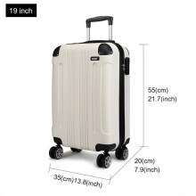 (19 Inch) [MissLulu Bags] Panda Design ABS Hard Shell 19''/24''/28'' Suitcase Luggage with Combination Lock - Beige