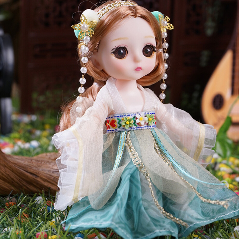 (Blue) 7 Inchs Hanfu Ancient Court Dress Doll Wedding Dress Girl Children's Toy Dress Up Doll Boy Girl Festival Birthday Gift Family Ornament-image-OPC-PKHDQ27-NEW