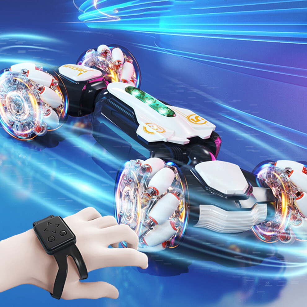 (White) Hand Controlled Remote Control Car  2.4Ghz 4WD New Gesture Sensing Remote Control Car Toys Light Music High Speed Double Side Stunt For Kids-image-OPC-PKHDRJD-NEW