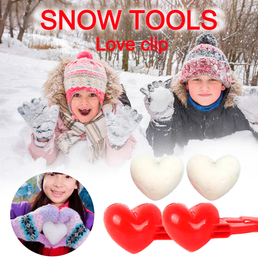 (Red) Heart Snowball Maker Winter Plastic Snowball Maker Clip Kids Outdoor Toys-image-OPC-PKHDRWC-NEW