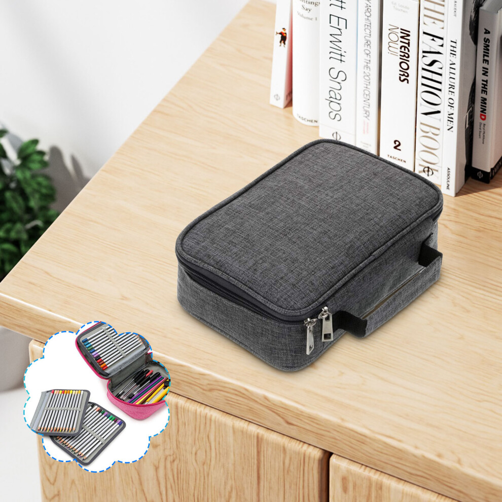 (Gray) High Capacity Zipper Pencil Case Multifunctional Stationery Pencil Case 72 Compartments Color Pencil Case Portable Pencil Case-image-OPC-PKHDRSW-NEW