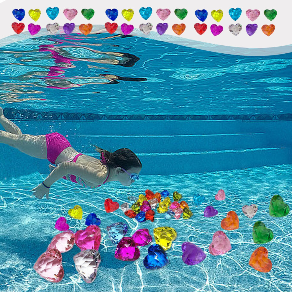 (A) Acrylic Crystal Diamonds Summer Pool Diving Treasure Hunts Game Set 30PCS Ice Gemstones Hearts Colorful Sparkly Pebbles Gemstones For Kids-image-OPC-PKHDSNY-NEW