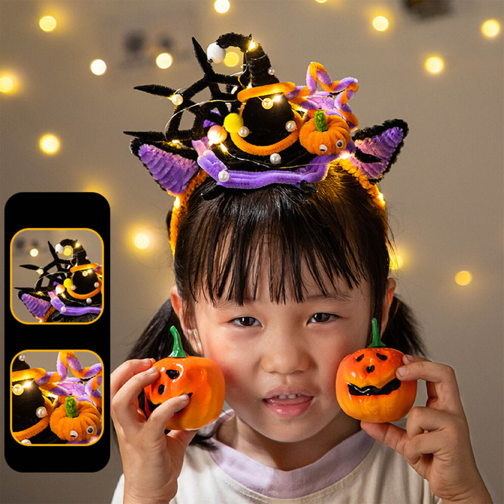 (Multi-color) Halloween Pumpkin Headband DIY Kit For Children - Glows - In - The - Dark Pipe Cleaner Materials For Party Dress - Up Spooky-image-OPC-PKHDT6R-NEW