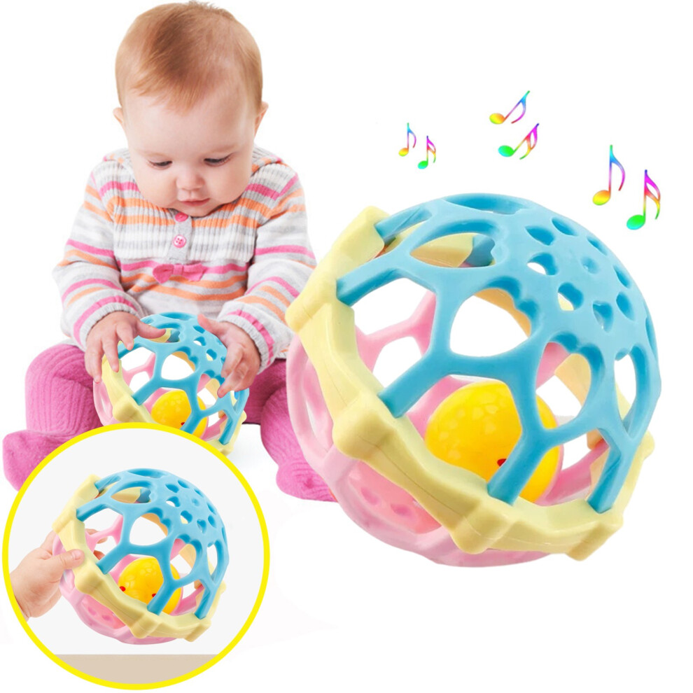 (Pink) Infant Can Be Boiled To Appease The Newborn Baby Early Education Fitness Soft Rubber Hand Grasping Ball Rattles 0-1 Years Old Toys-image-OPC-PKHDTZF-NEW