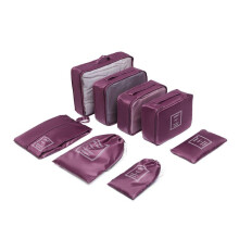 (BURGUNDY) KONO 8 Pieces Polyester Travel Luggage Organiser Bag Set