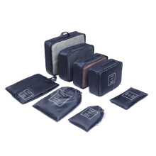 (NAVY BLUE) KONO 8 Pieces Polyester Travel Luggage Organiser Bag Set