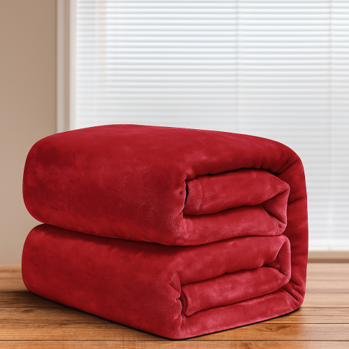 (Double, Red) ThicK Warm Super Soft Large Blanket Faux Fur Fleece Bed ALL Size UK
