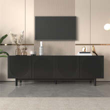 (Black, 175 x 38 x 56 cm) Modern TV Cabinet with Adjustable Shelves
