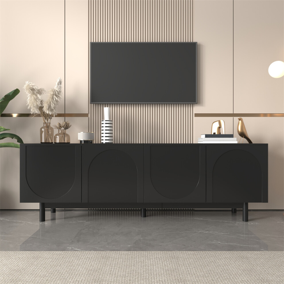 Abrihome (, 175 X 38 X 56 Cm) Modern Tv Cabinet With Adjustable Shelves Black