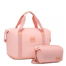 (Pink) [MissLulu Bags] 2 Pieces Expandable Durable Waterproof Travel Duffel Bag Set (Cabin Size/ 10 Colours)