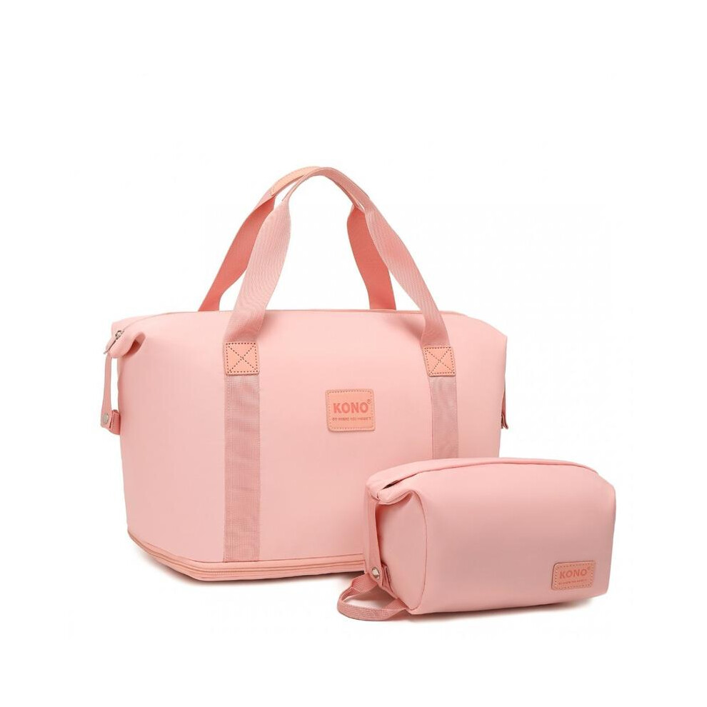 (Pink) [MissLulu Bags] 2 Pieces Expandable Durable Waterproof Travel Duffel Bag Set (Cabin Size/ 10 Colours)-image-OPC-PKHF8SP-NEW