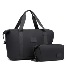 (Black) [MissLulu Bags] 2 Pieces Expandable Durable Waterproof Travel Duffel Bag Set (Cabin Size/ 10 Colours)