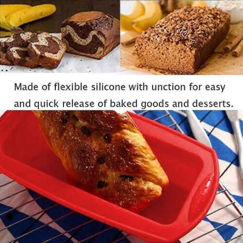 2pcs Silicone Loaf Pan Non-stick Silicone Baking Pan ,baking Pan,red 2
