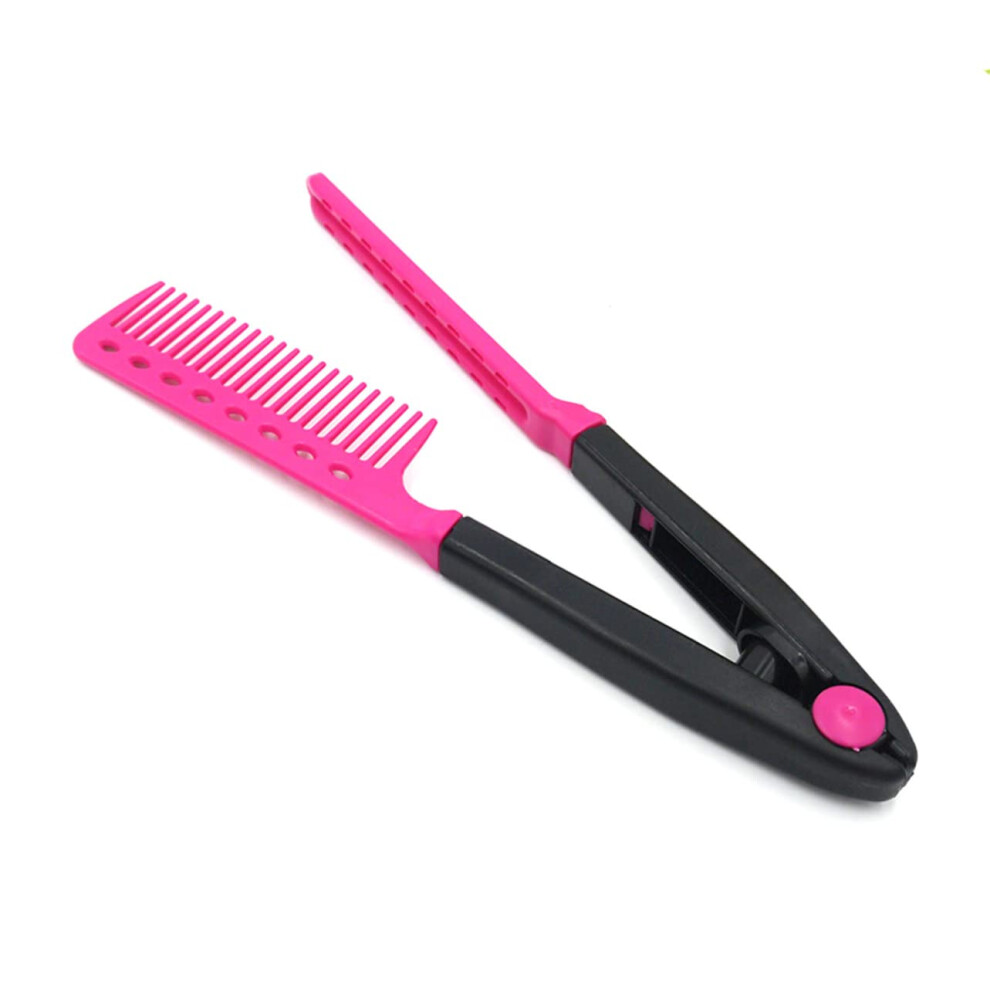 Shape Folding Hair Straightener Comb Painless Bristles Portable Detangling Tool For Salon And Home Use Red