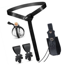 Medieval Wallet Belt with Coin Purse Skirt Hikes for-Black