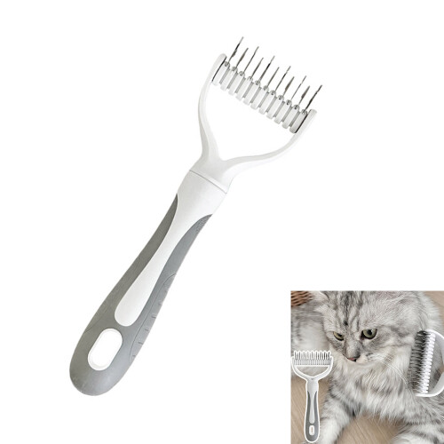 Multipurpose Pet Grooming Tool Comfortable Hair Comb-Gray small 2